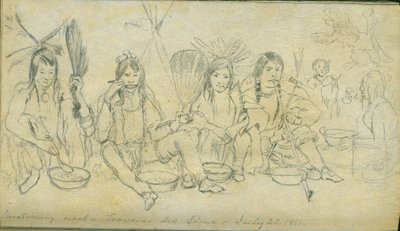 Sioux evening meal, Traverse des Sioux, 20th July 1851 by Frank Blackwell Mayer
